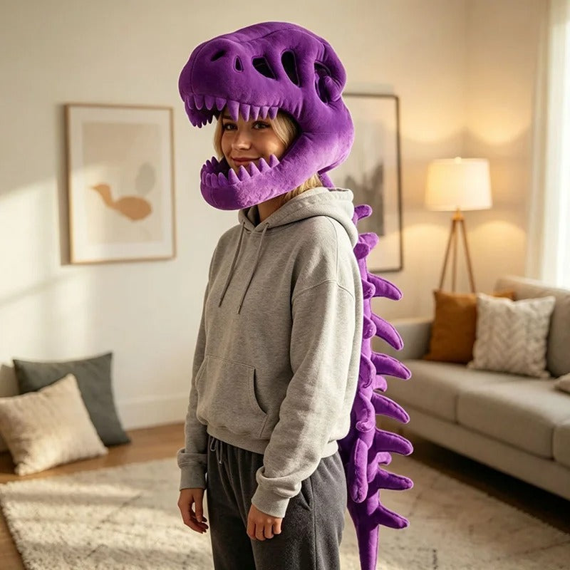 Dinosaur Skeleton Plush Headgear – Halloween Costume Accessory