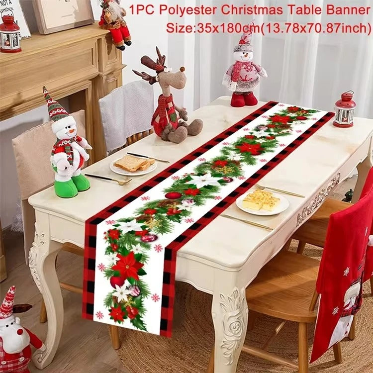 Merry Christmas Table Runner – Festive Holiday Table Decoration for Dining & Party