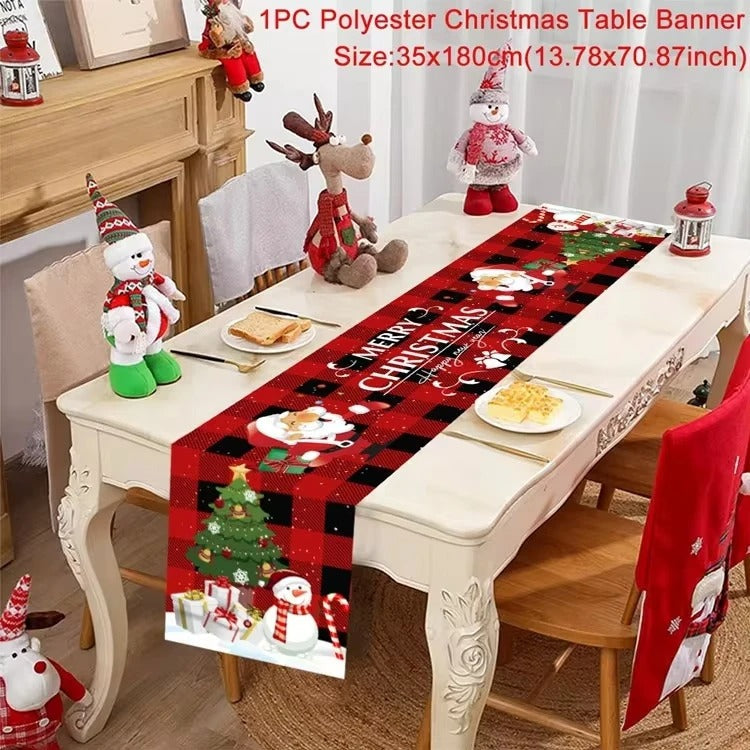 Merry Christmas Table Runner – Festive Holiday Table Decoration for Dining & Party