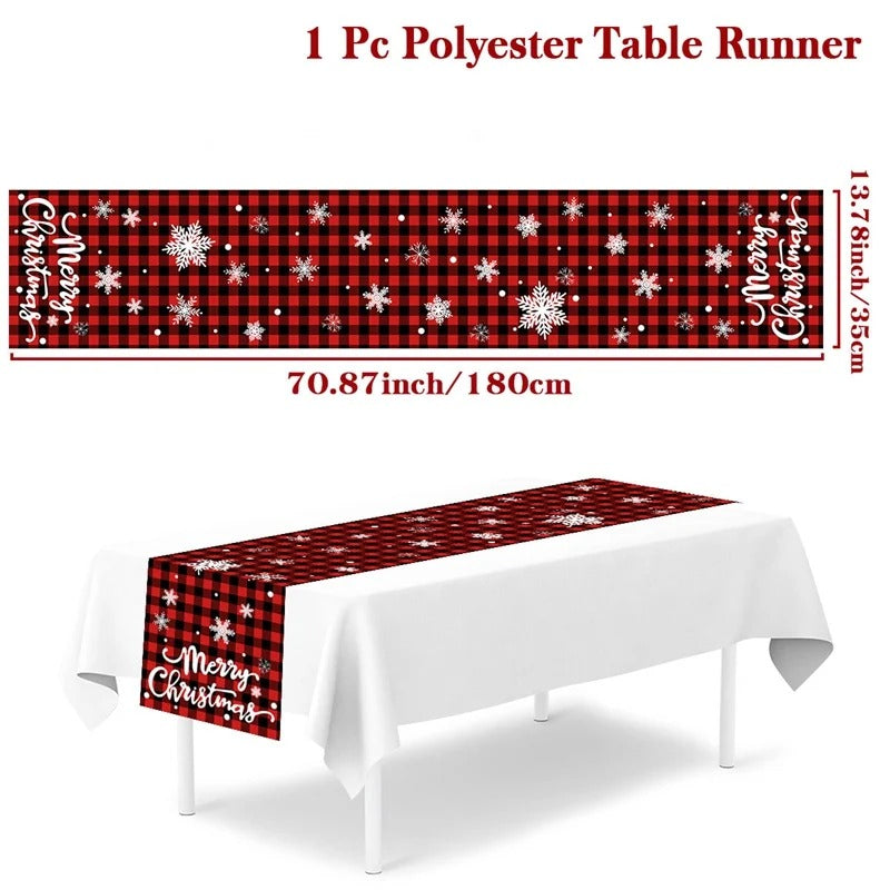 Merry Christmas Table Runner – Festive Holiday Table Decoration for Dining, Parties & Xmas Gatherings