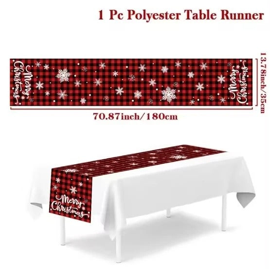 Merry Christmas Table Runner – Festive Holiday Table Decoration for Dining & Party