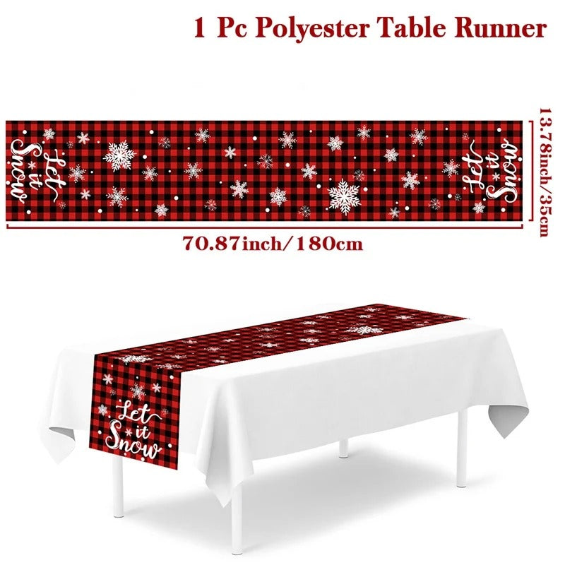 Merry Christmas Table Runner – Festive Holiday Table Decoration for Dining, Parties & Xmas Gatherings
