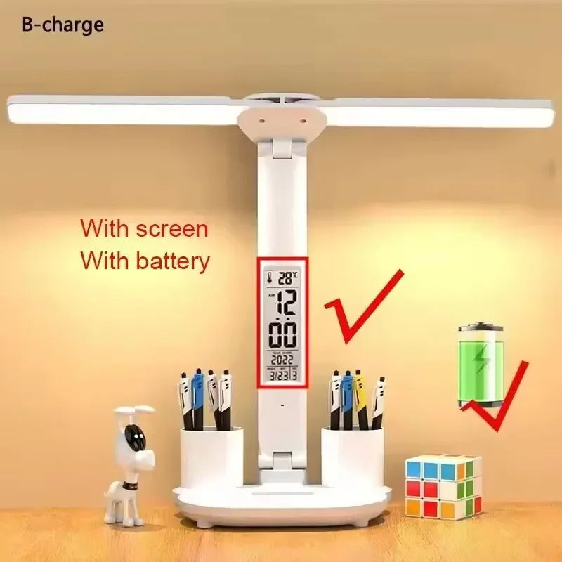 Smart LED Foldable Desk Lamp with Digital Clock & Temperature Display