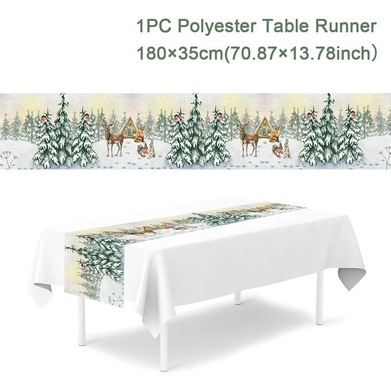 Merry Christmas Table Runner – Festive Holiday Table Decoration for Dining, Parties & Xmas Gatherings