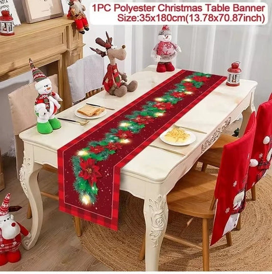 Merry Christmas Table Runner – Festive Holiday Table Decoration for Dining & Party