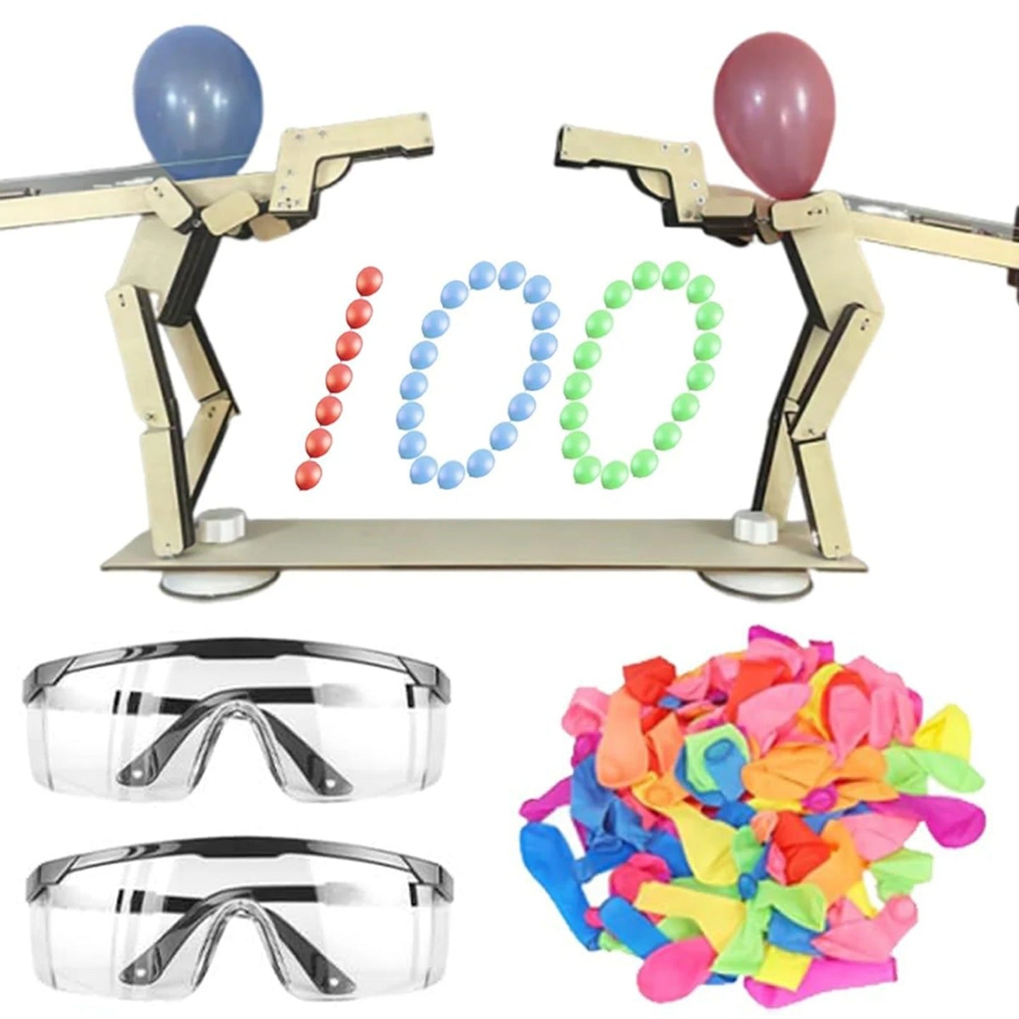 Balloon Bamboo Man Battle – Handmade Wooden Fencing Puppets Game