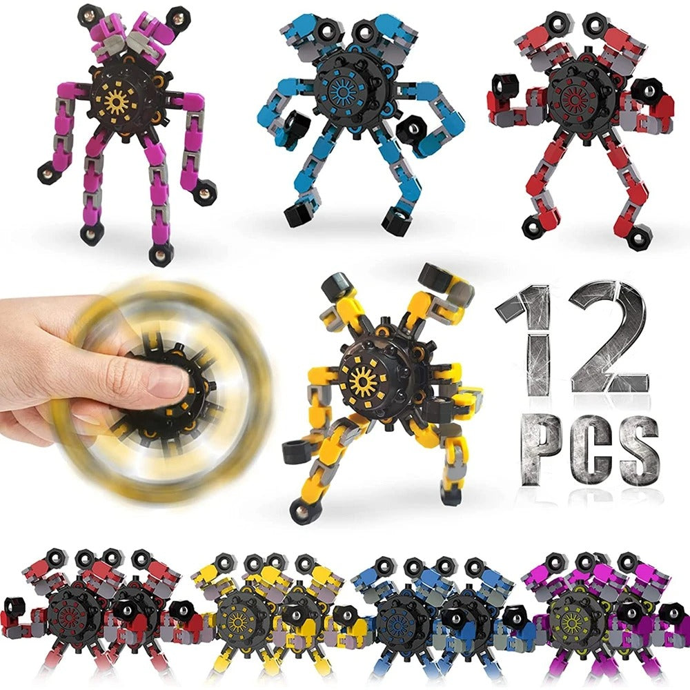 Deformable Fidget Finger Spinners – Stress Relief Sensory Spin Toy (1pc / 4pcs / 12pcs / 16pcs)