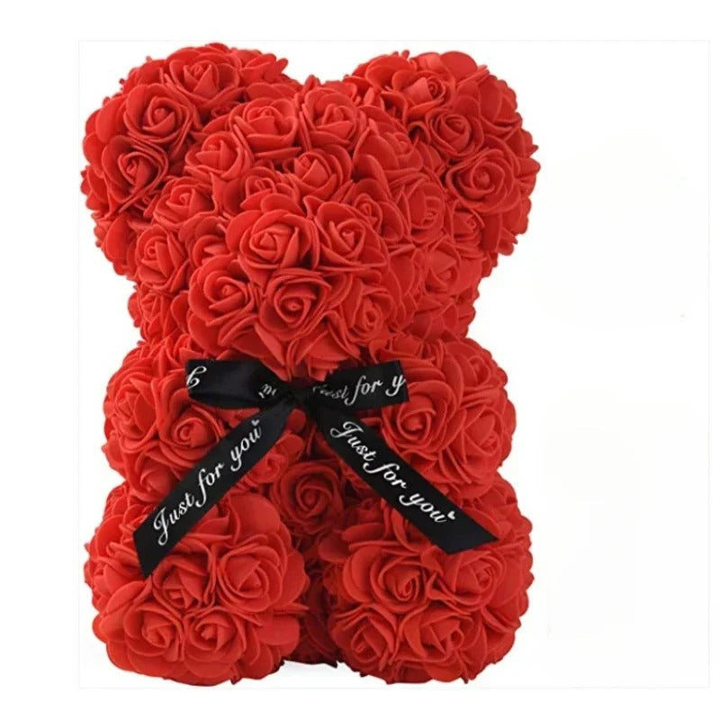 Valentine Gift Rose Bear – Artificial Flower Teddy Bear Decoration