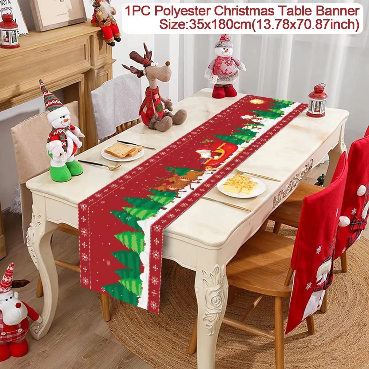 Merry Christmas Table Runner – Festive Holiday Table Decoration for Dining & Party