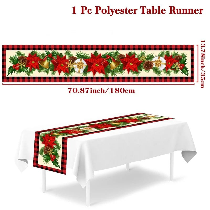 Merry Christmas Table Runner – Festive Holiday Table Decoration for Dining, Parties & Xmas Gatherings