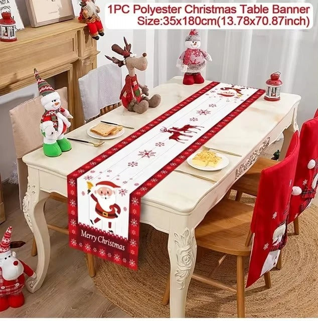 Merry Christmas Table Runner – Festive Holiday Table Decoration for Dining & Party