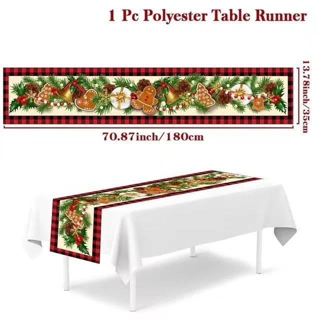 Merry Christmas Table Runner – Festive Holiday Table Decoration for Dining & Party