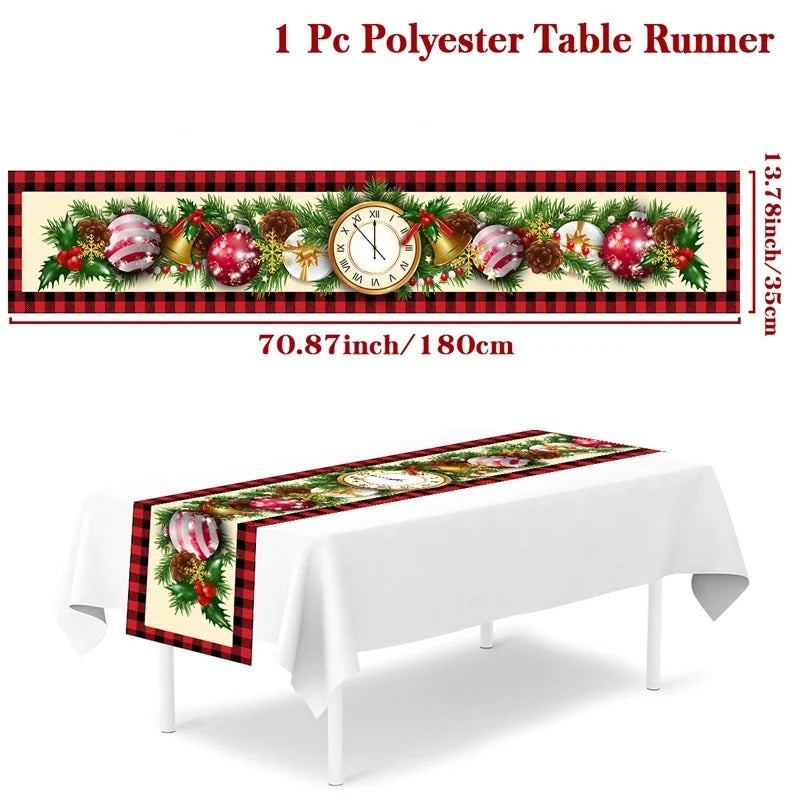 Merry Christmas Table Runner – Festive Holiday Table Decoration for Dining, Parties & Xmas Gatherings