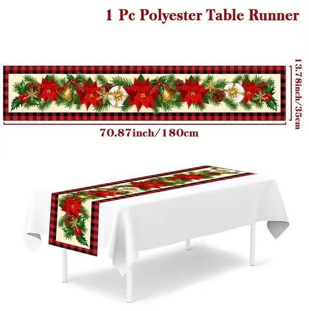 Merry Christmas Table Runner – Festive Holiday Table Decoration for Dining & Party