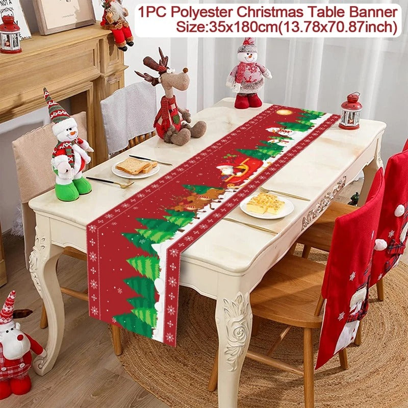 Merry Christmas Table Runner – Festive Holiday Table Decoration for Dining, Parties & Xmas Gatherings