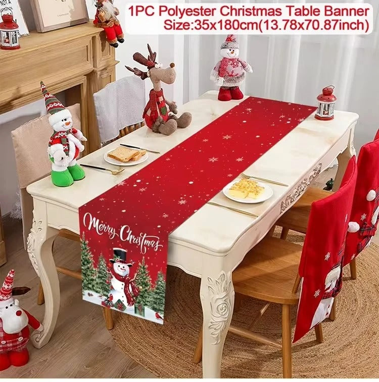 Merry Christmas Table Runner – Festive Holiday Table Decoration for Dining & Party