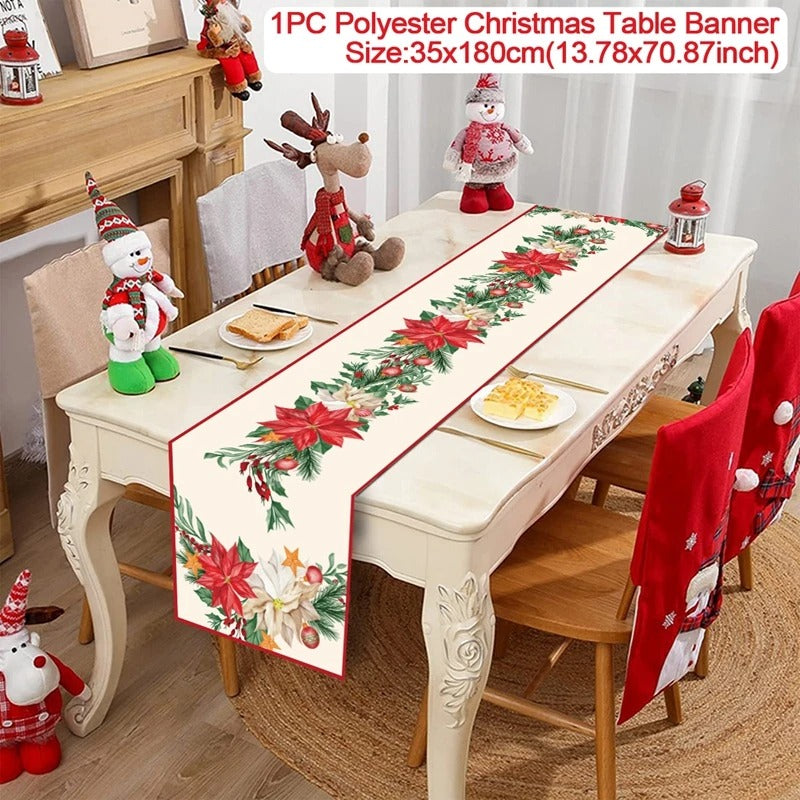 Merry Christmas Table Runner – Festive Holiday Table Decoration for Dining, Parties & Xmas Gatherings