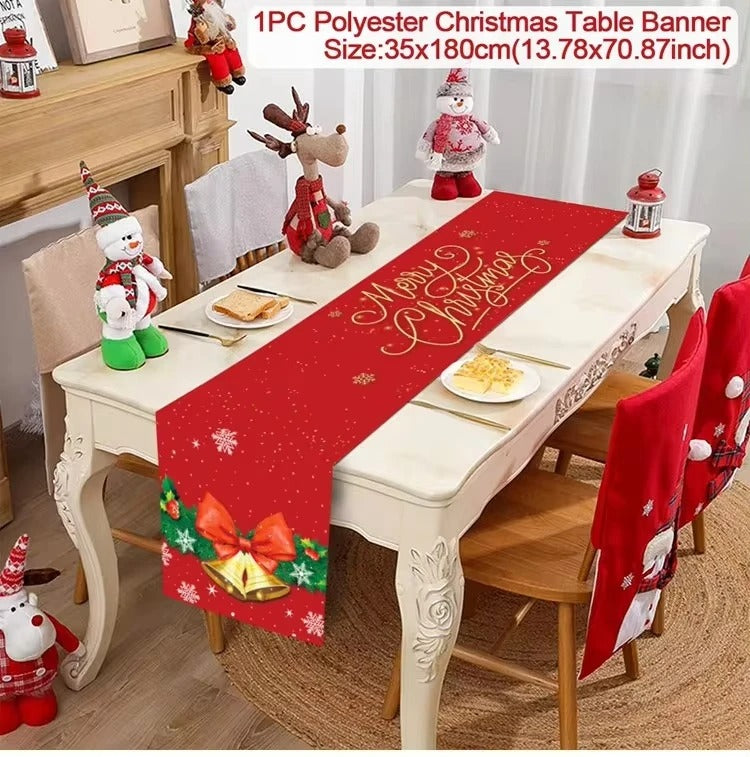 Merry Christmas Table Runner – Festive Holiday Table Decoration for Dining & Party