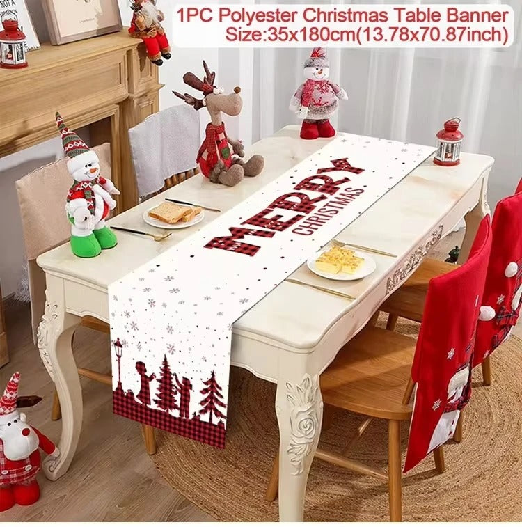 Merry Christmas Table Runner – Festive Holiday Table Decoration for Dining & Party