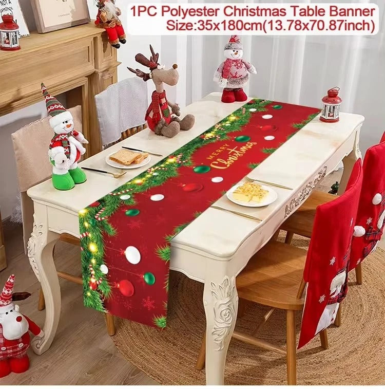 Merry Christmas Table Runner – Festive Holiday Table Decoration for Dining & Party