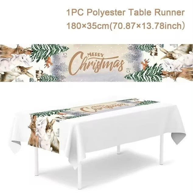 Merry Christmas Table Runner – Festive Holiday Table Decoration for Dining & Party