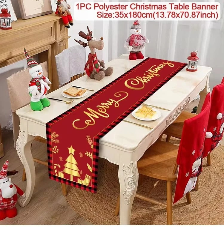Merry Christmas Table Runner – Festive Holiday Table Decoration for Dining & Party