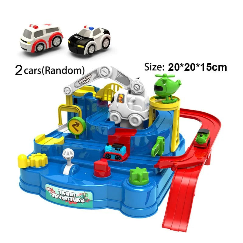 Space Panda Car Toys - Children Train Track Adventure Racing Set with 2 or 4 Cars for Kids