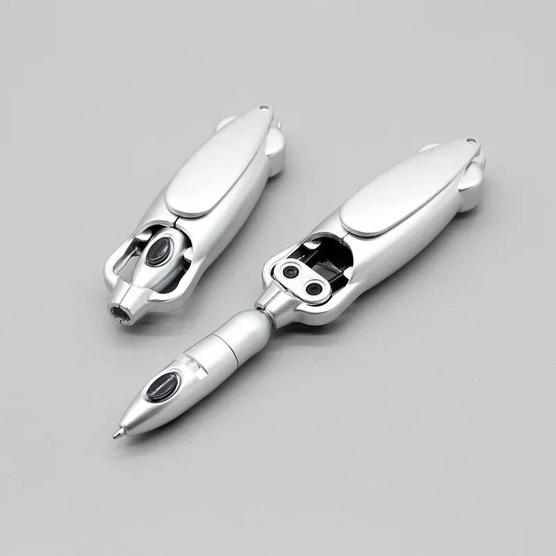 Transforming Folding Ballpoint Pen 0.5mm - Unique Squid Design Black Gel Pen for Students & Office
