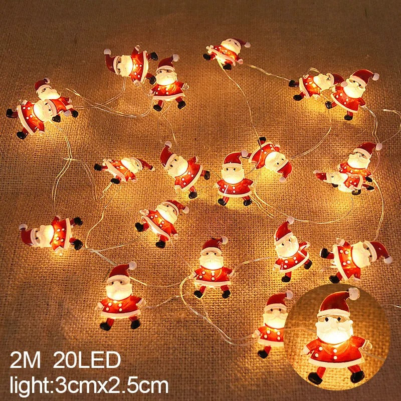 2M Santa Claus & Snowflake LED String Lights – 20 LED Festive Indoor Christmas Fairy Lights