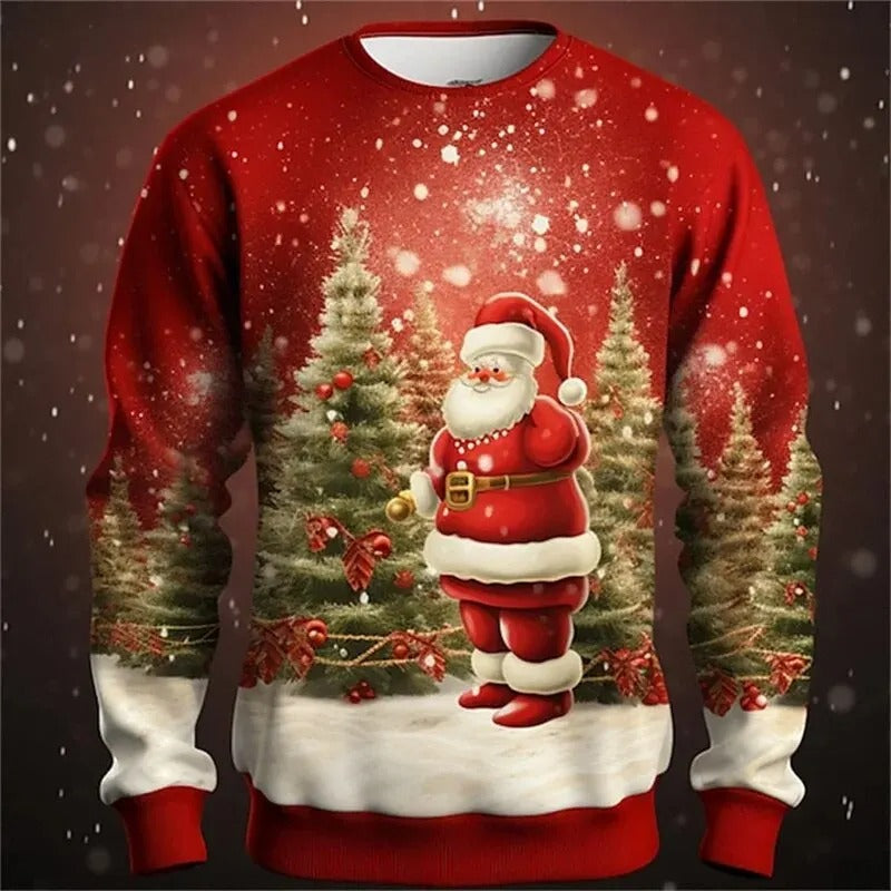Funny Ugly Christmas 3D Printed Sweatshirt – Loose Pullover Round Neck Long Sleeve Xmas Top for Men & Women