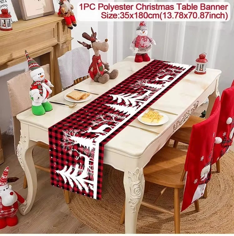Merry Christmas Table Runner – Festive Holiday Table Decoration for Dining & Party