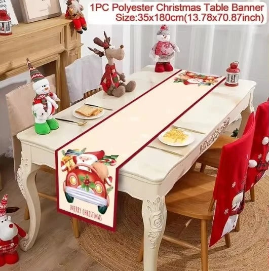Merry Christmas Table Runner – Festive Holiday Table Decoration for Dining & Party