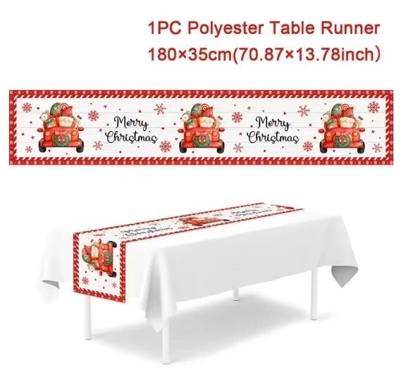 Merry Christmas Table Runner – Festive Holiday Table Decoration for Dining & Party