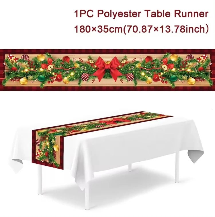 Merry Christmas Table Runner – Festive Holiday Table Decoration for Dining & Party