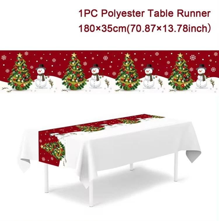 Merry Christmas Table Runner – Festive Holiday Table Decoration for Dining & Party