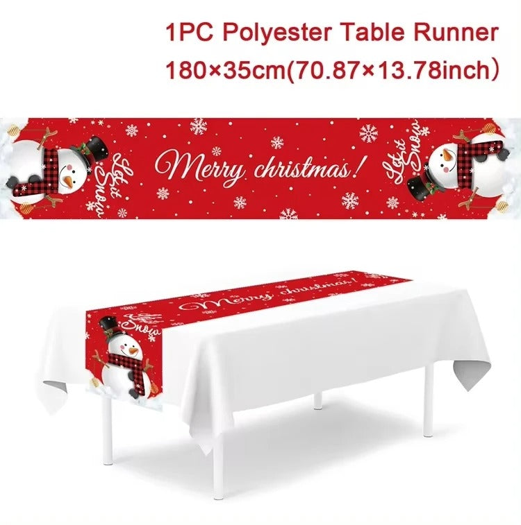 Merry Christmas Table Runner – Festive Holiday Table Decoration for Dining & Party