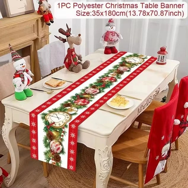 Merry Christmas Table Runner – Festive Holiday Table Decoration for Dining & Party