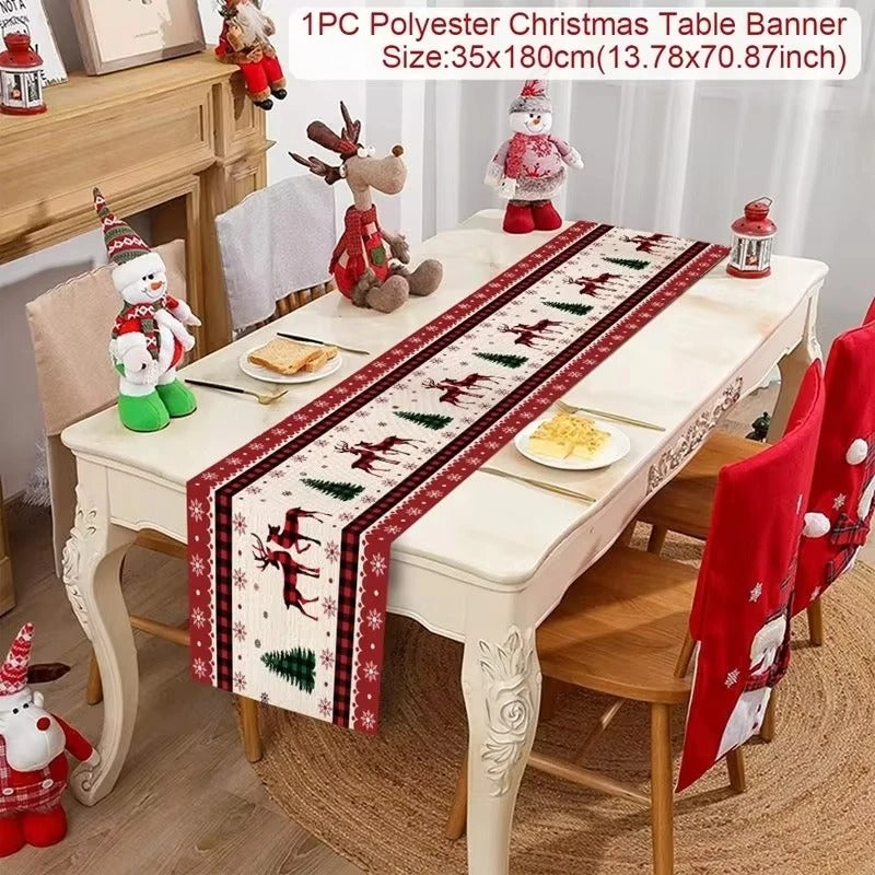 Merry Christmas Table Runner – Festive Holiday Table Decoration for Dining & Party
