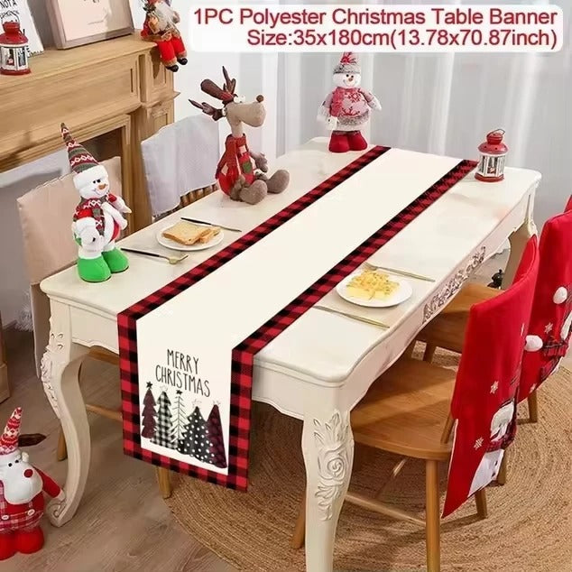 Merry Christmas Table Runner – Festive Holiday Table Decoration for Dining & Party