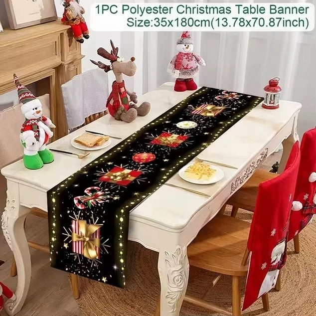 Merry Christmas Table Runner – Festive Holiday Table Decoration for Dining & Party