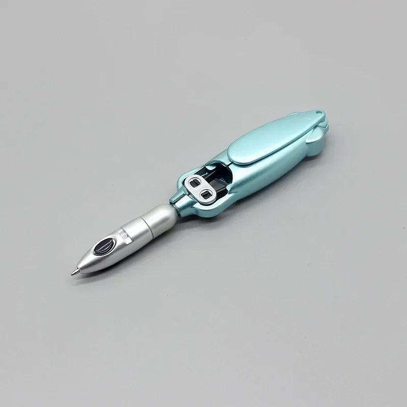 Transforming Folding Ballpoint Pen 0.5mm - Unique Squid Design Black Gel Pen for Students & Office