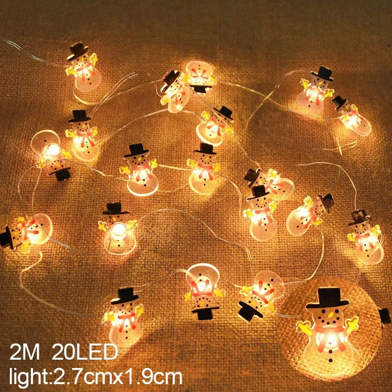2M Santa Claus & Snowflake LED String Lights – 20 LED Festive Indoor Christmas Fairy Lights