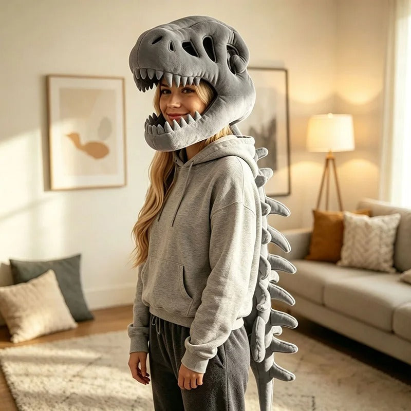 Dinosaur Skeleton Plush Headgear – Halloween Costume Accessory