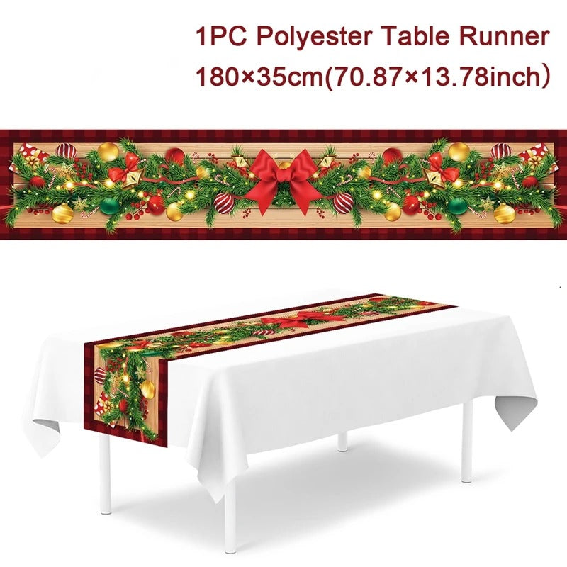 Merry Christmas Table Runner – Festive Holiday Table Decoration for Dining, Parties & Xmas Gatherings