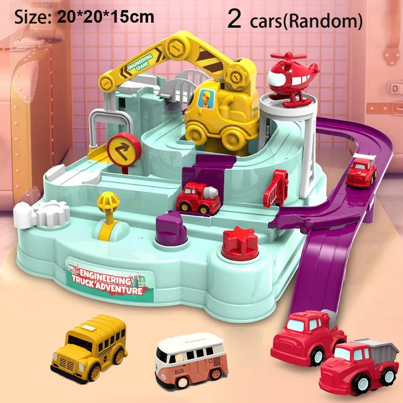 Space Panda Car Toys - Children Train Track Adventure Racing Set with 2 or 4 Cars for Kids