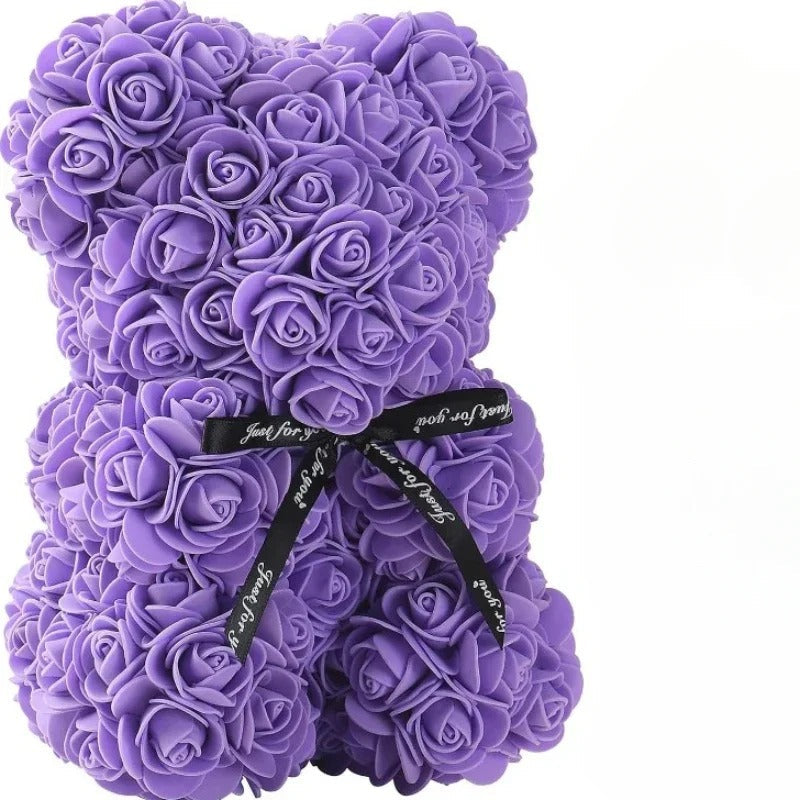 Valentine Gift Rose Bear – Artificial Flower Teddy Bear Decoration