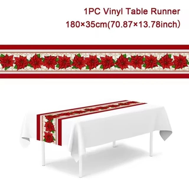 Merry Christmas Table Runner – Festive Holiday Table Decoration for Dining & Party