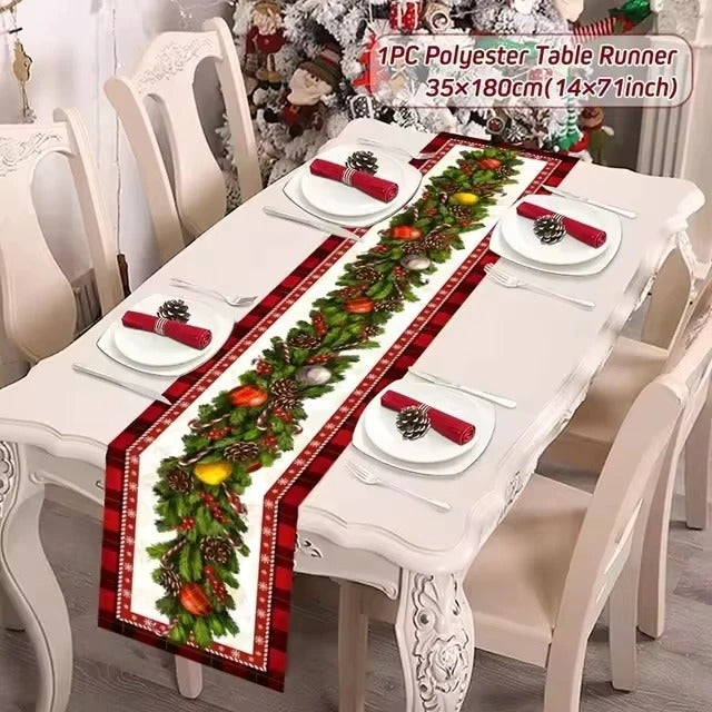 Merry Christmas Table Runner – Festive Holiday Table Decoration for Dining & Party