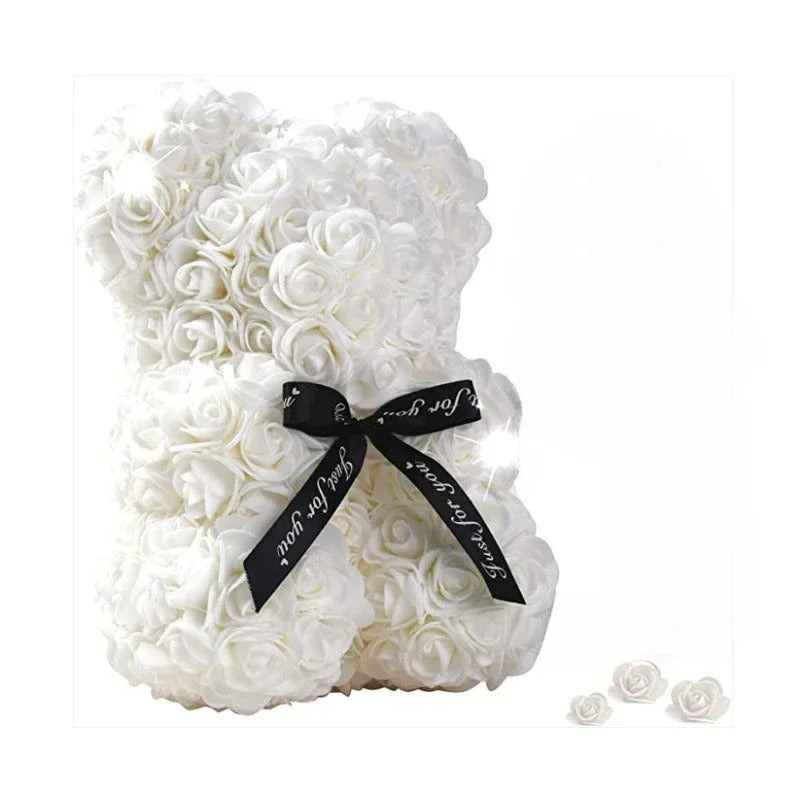 Valentine Gift Rose Bear – Artificial Flower Teddy Bear Decoration