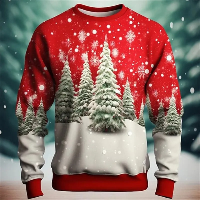 Funny Ugly Christmas 3D Printed Sweatshirt – Loose Pullover Round Neck Long Sleeve Xmas Top for Men & Women
